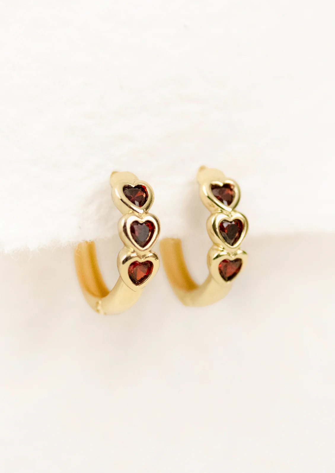 Ruby Heart Hoop Earrings