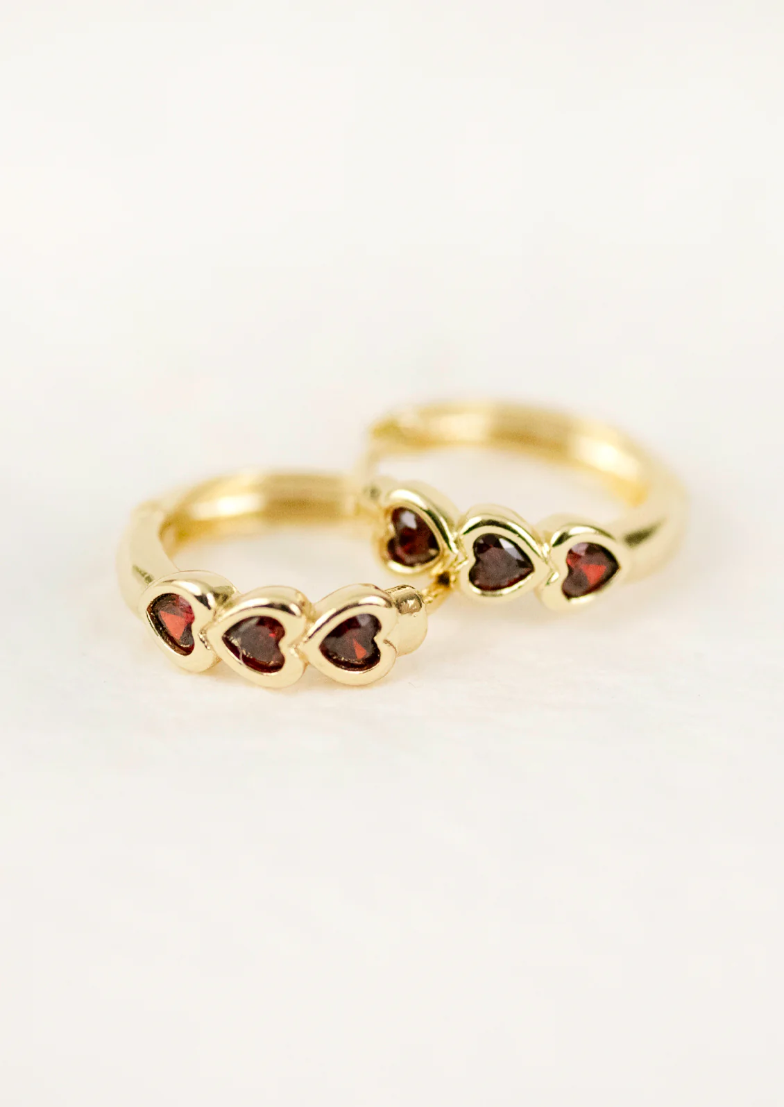 Ruby Heart Hoop Earrings - Image 2