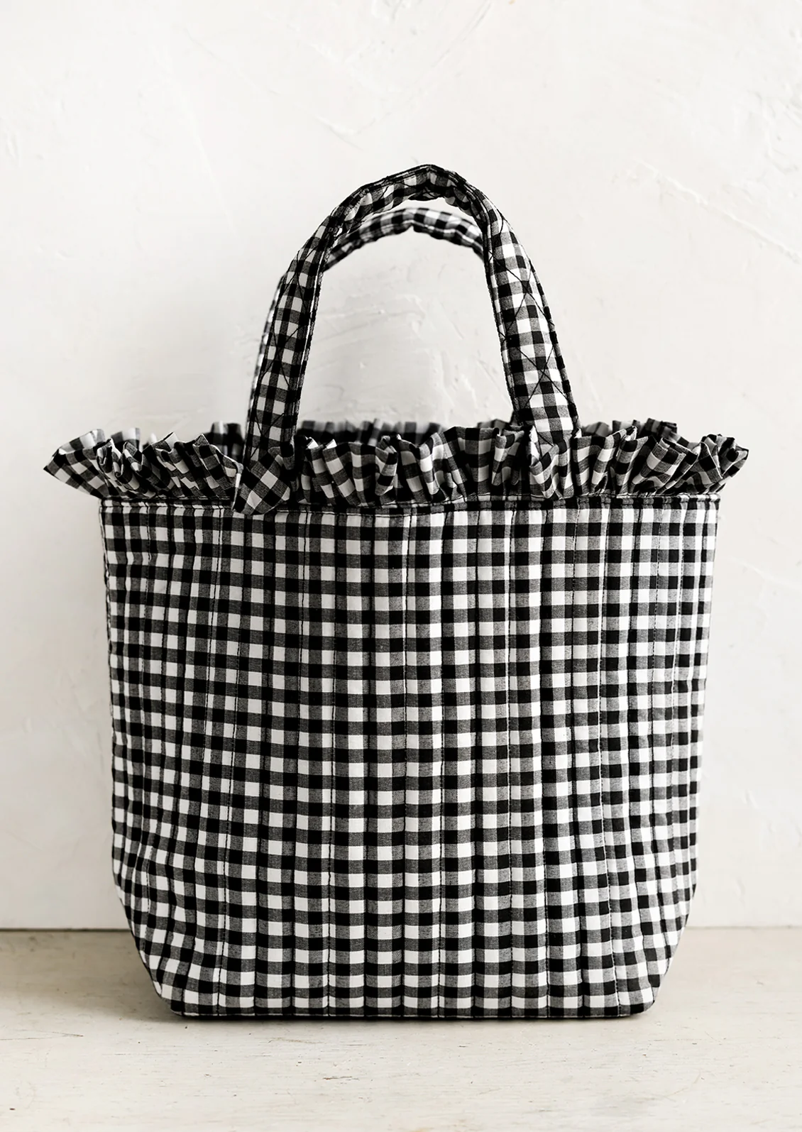Ruffled Gingham Tote