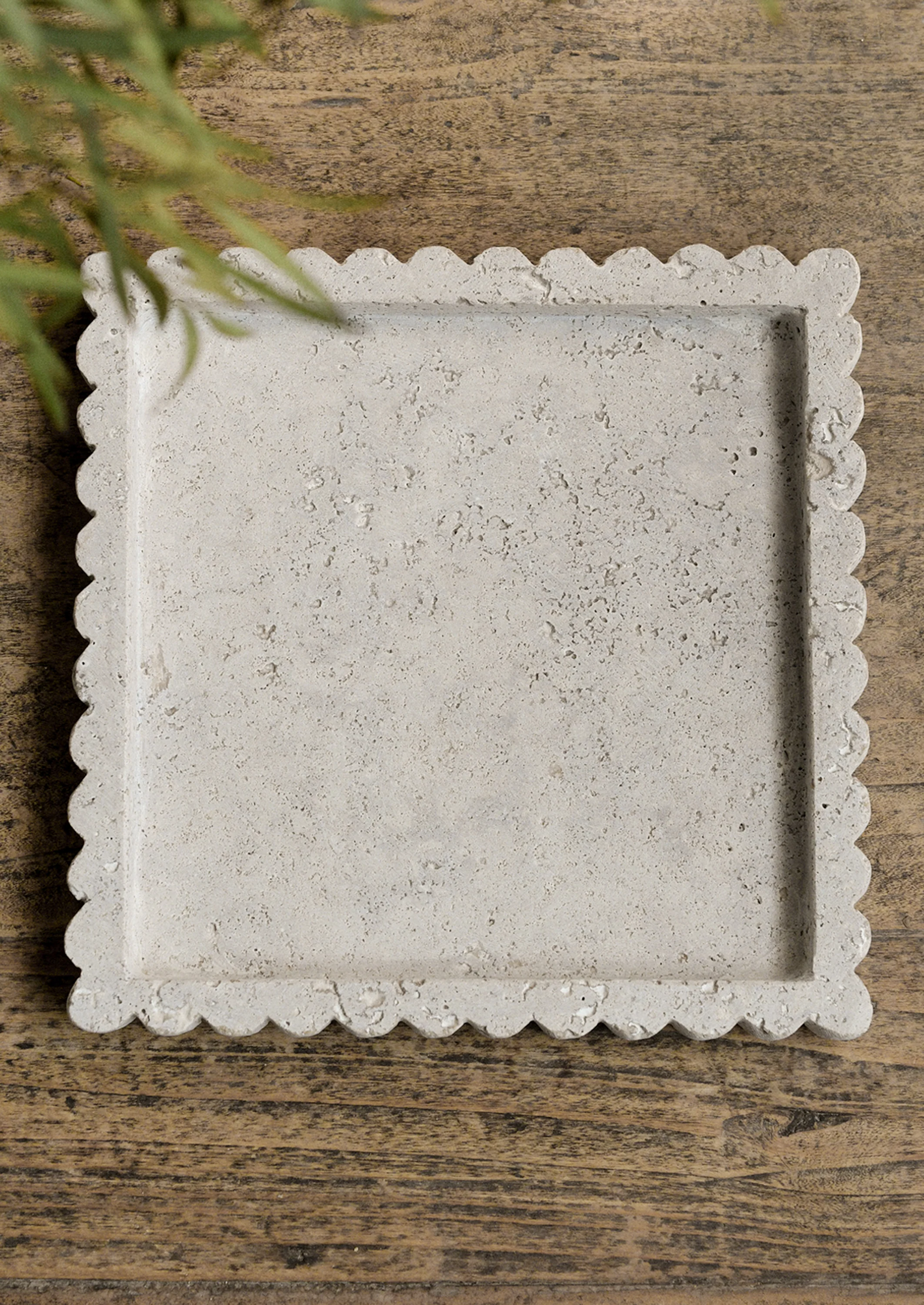 Scalloped Travertine Catchall Tray - Image 3