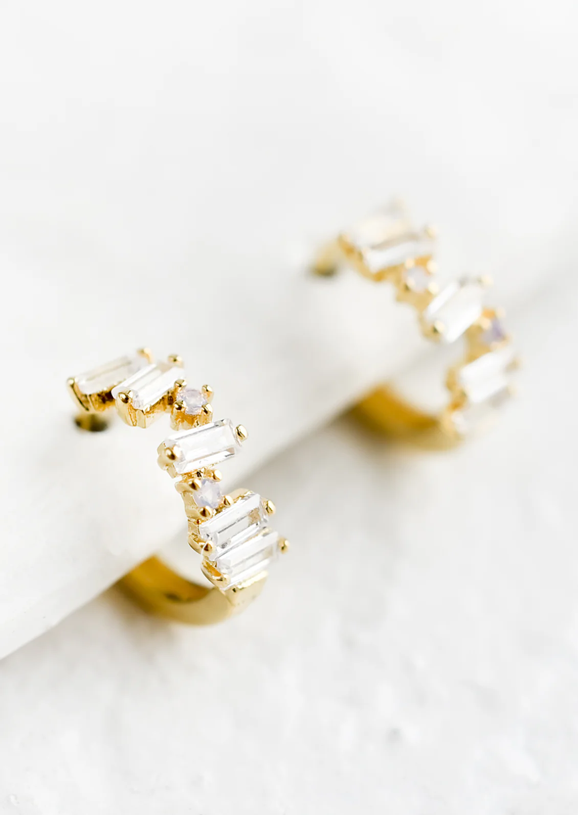 Scattered Crystal Huggie Earrings - Image 2