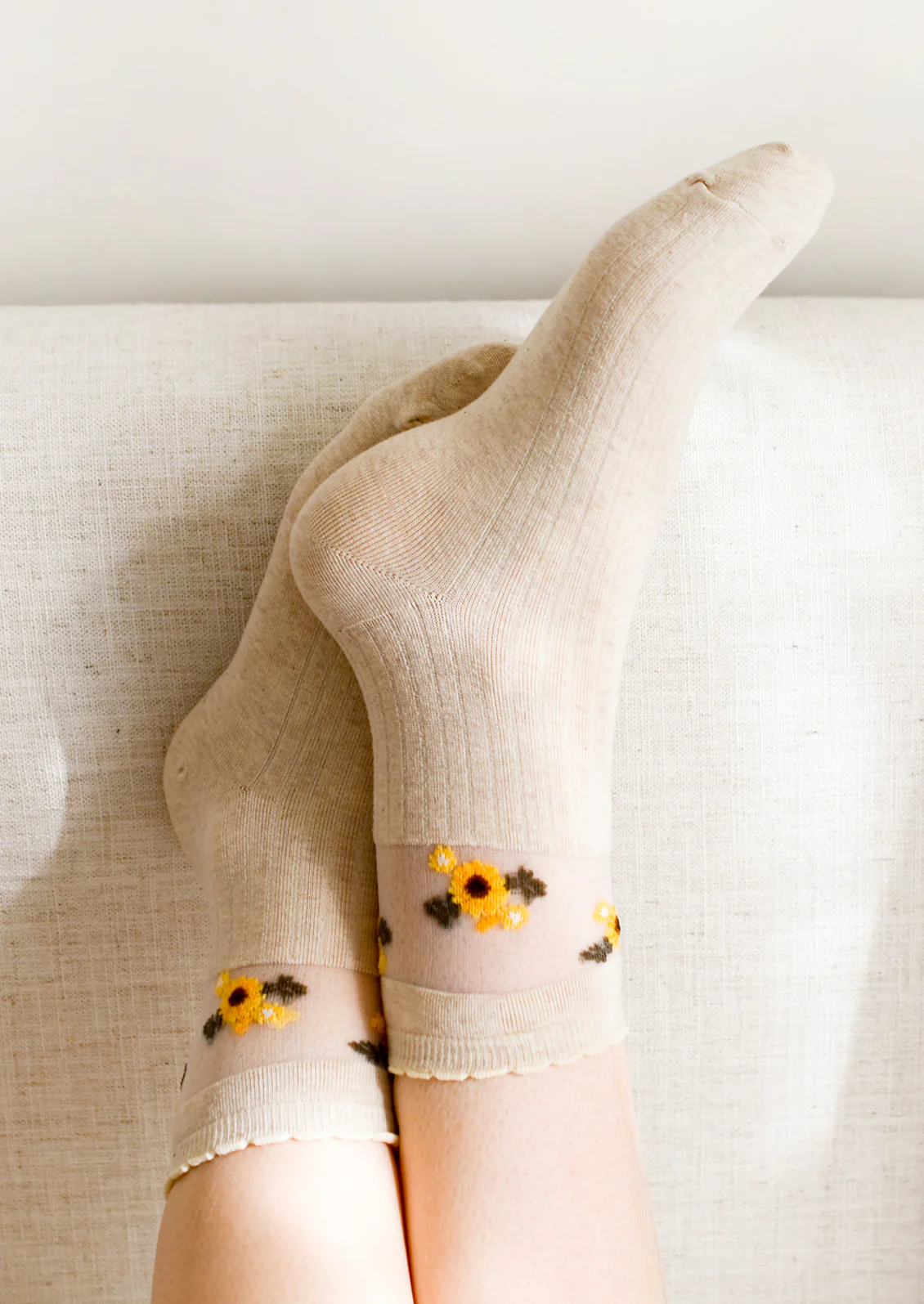 Sheer Floral Trim Socks - Image 2
