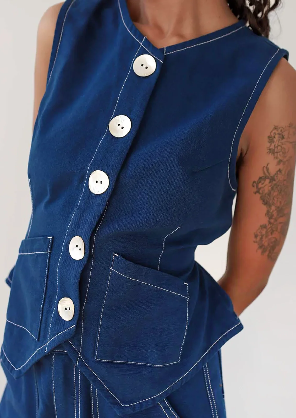 Shell Button Front Vest