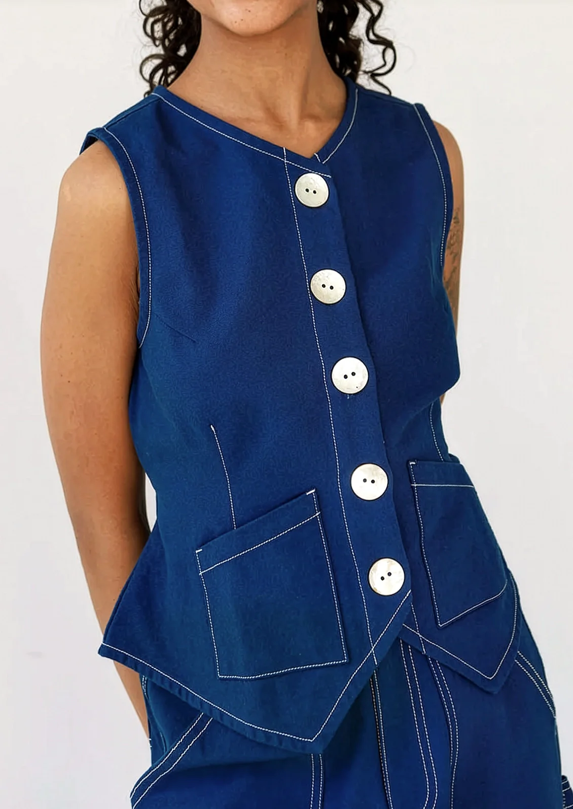Shell Button Front Vest - Image 4