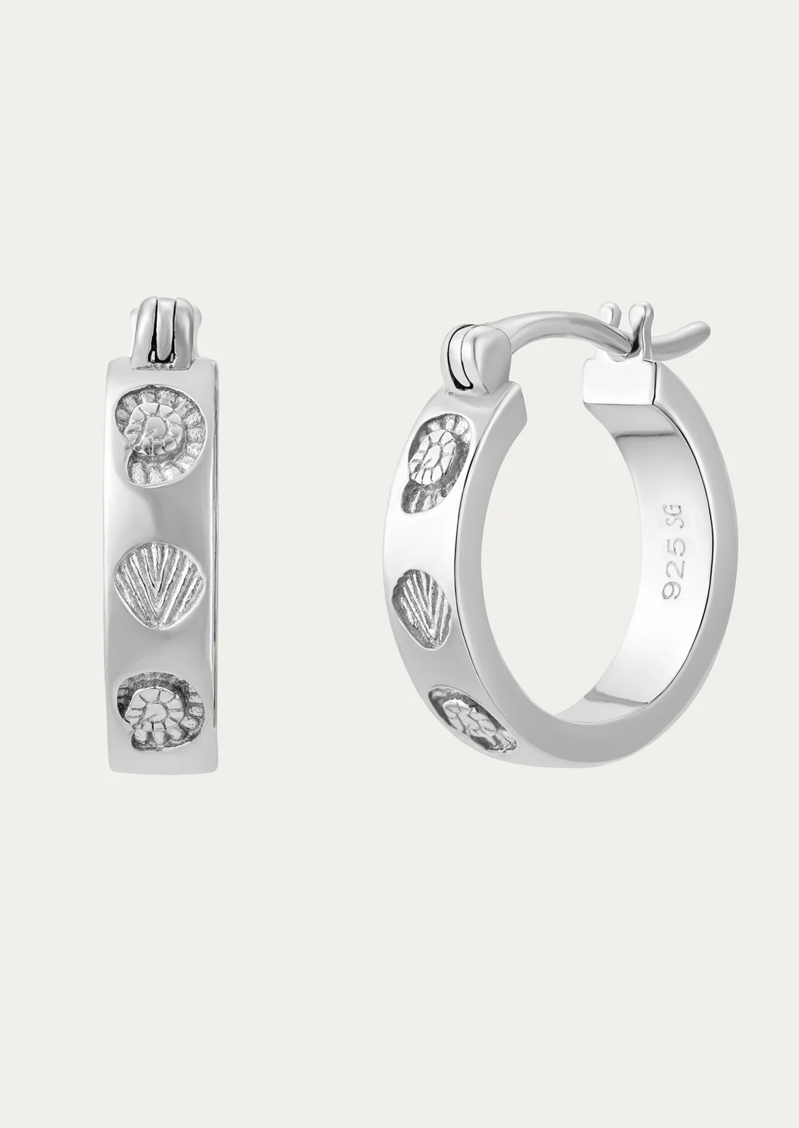 Shell Imprint Hoop Earrings - Image 3