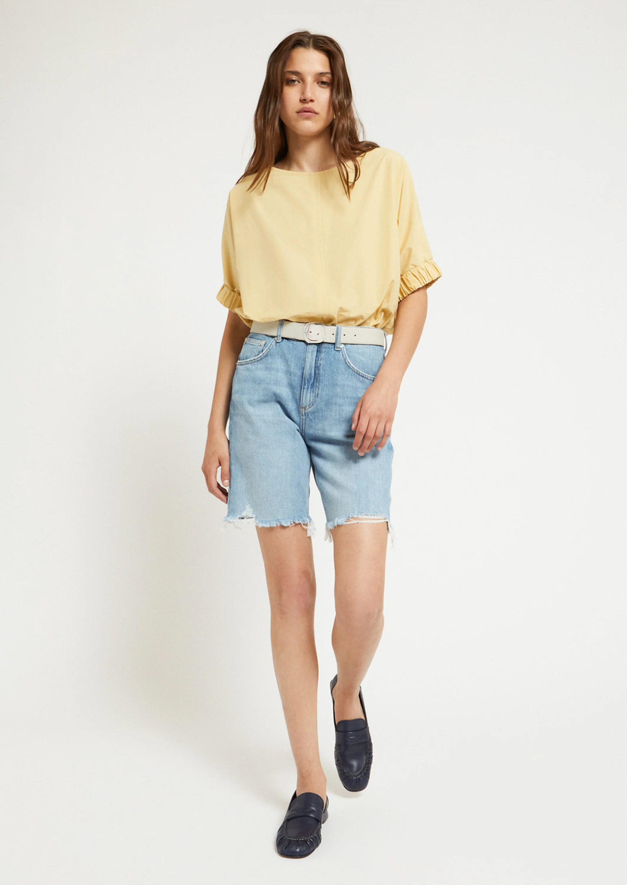 Gathered Cuff Poplin Top - Image 3