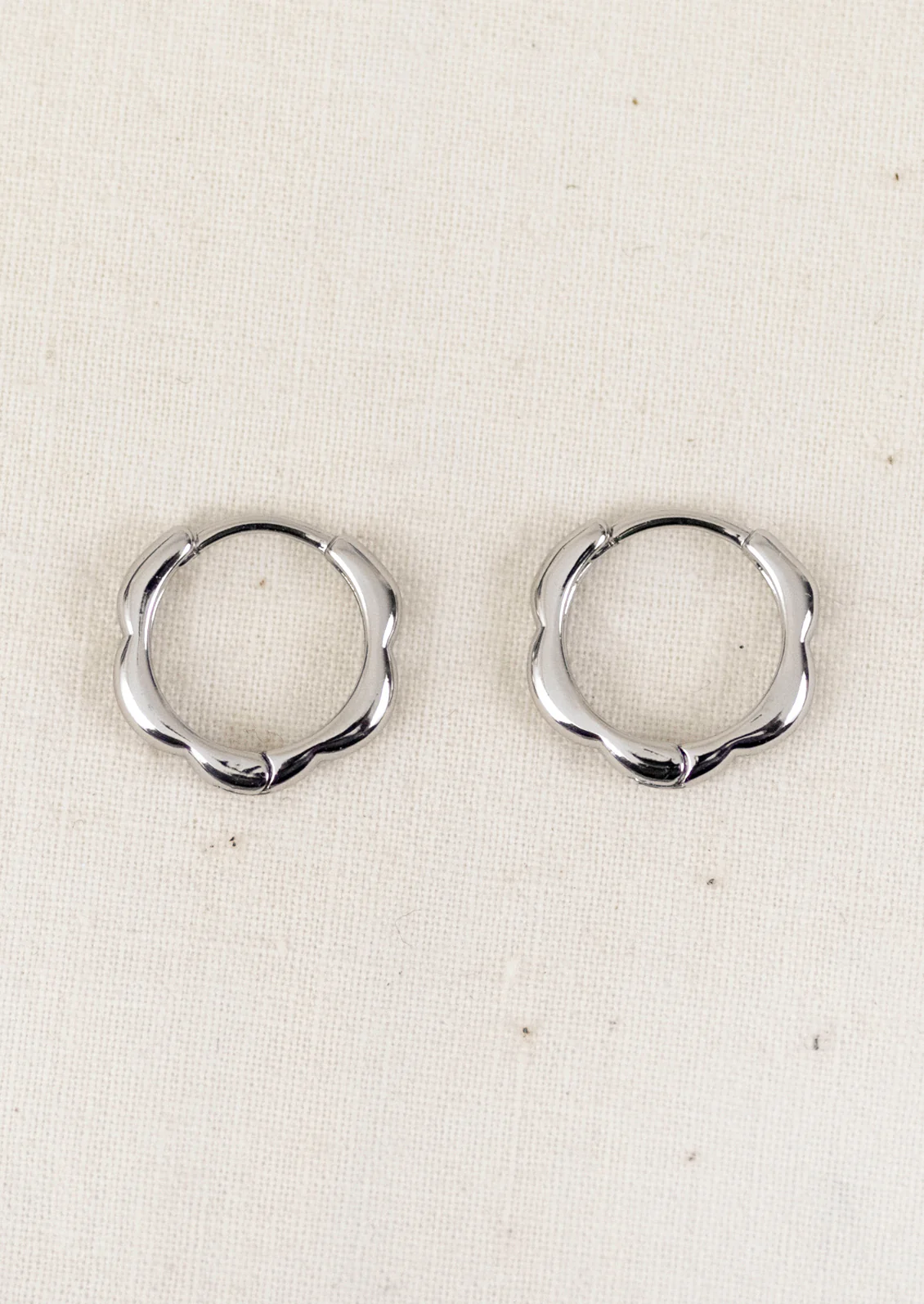 Tiny Scalloped Hoop Earrings - Image 3