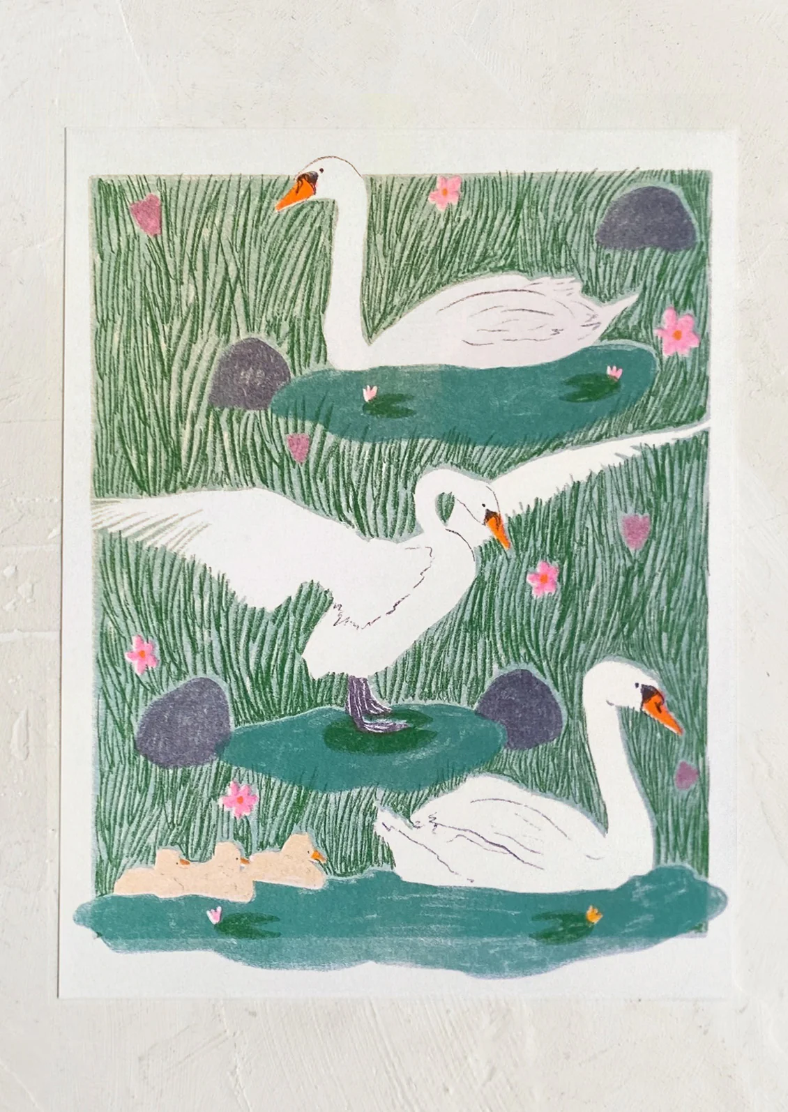 Swan Lake Risograph Print