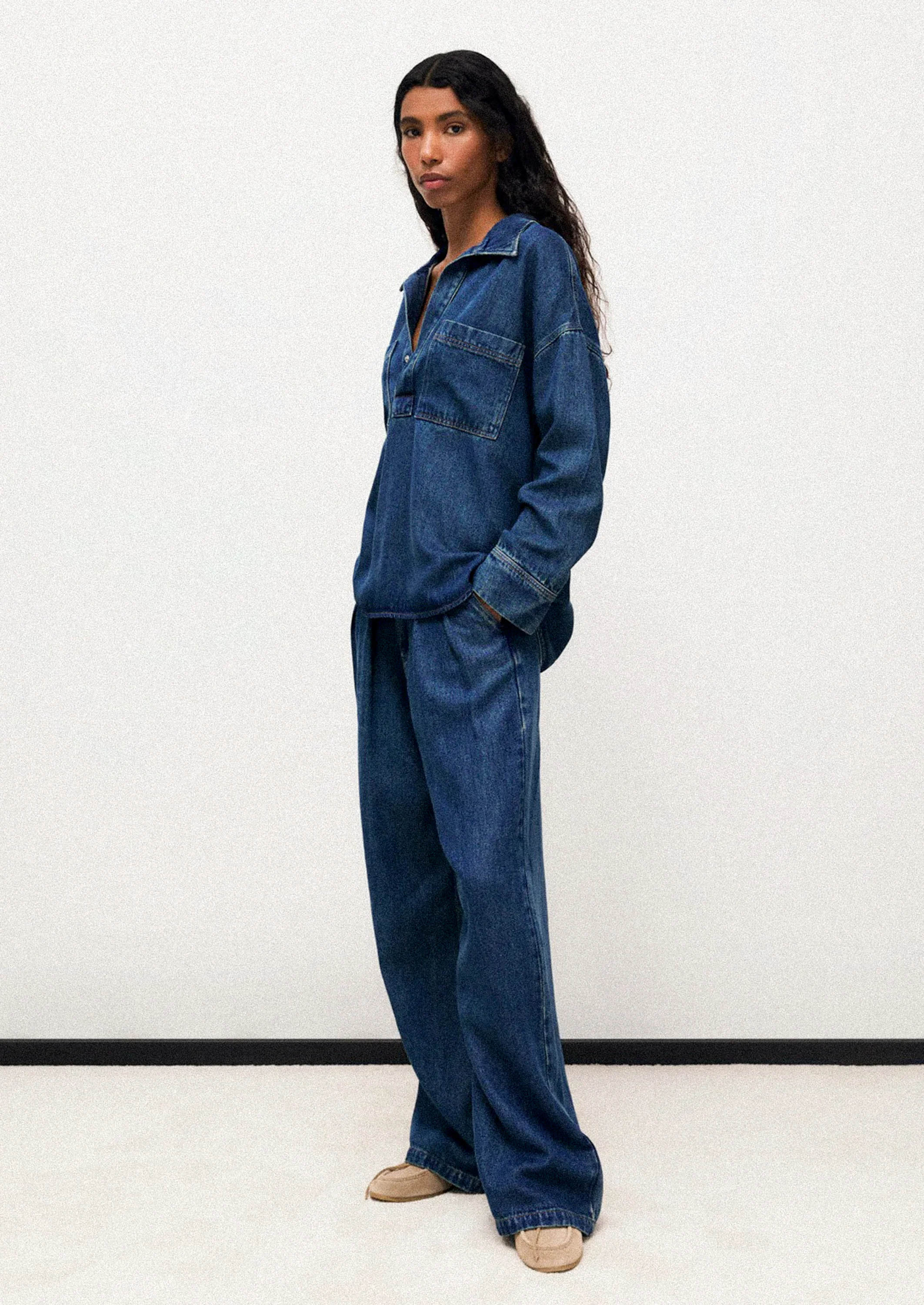 Tencel Pant in Blue Denim - Image 2