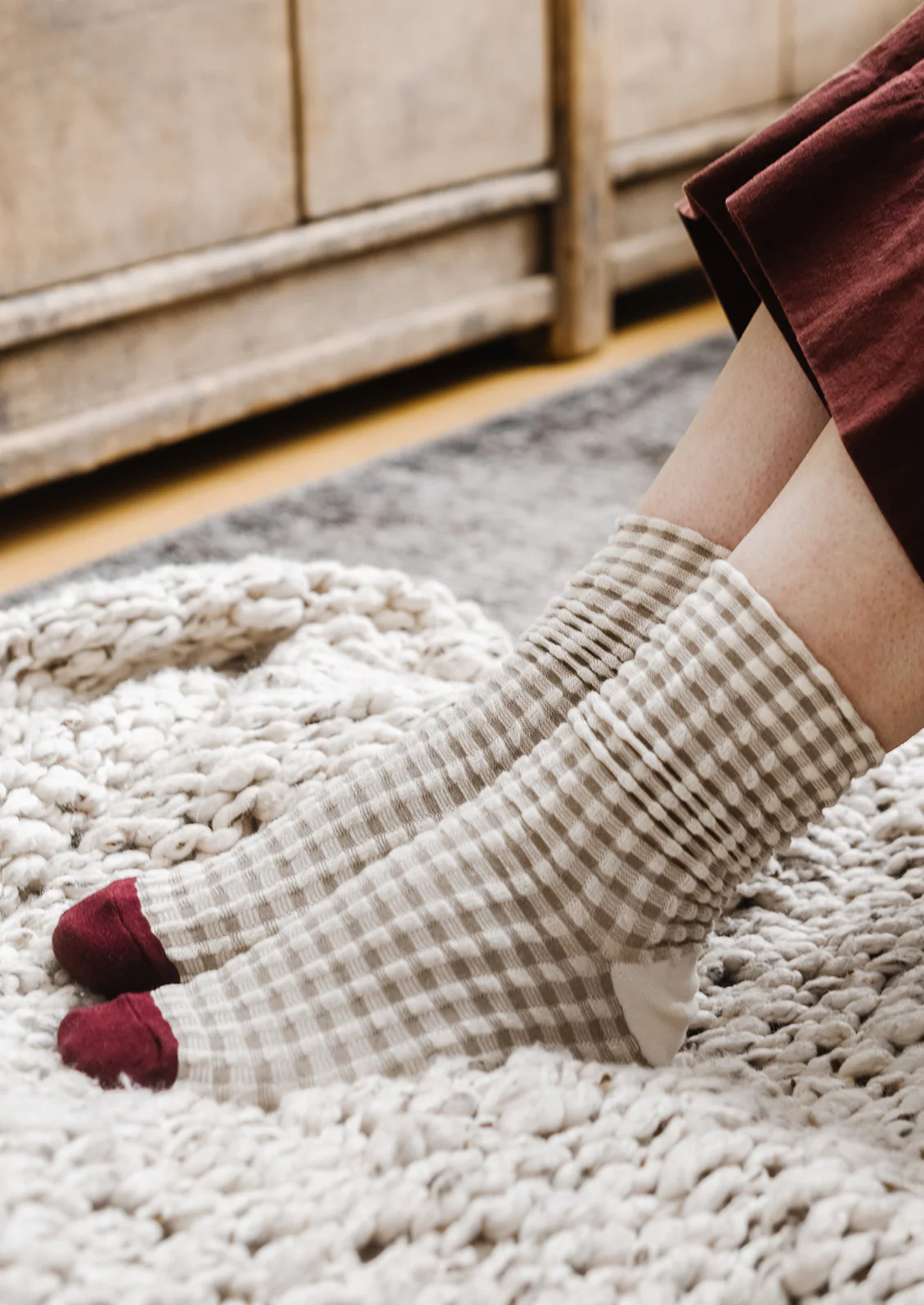 Textured Gingham Socks - Image 2