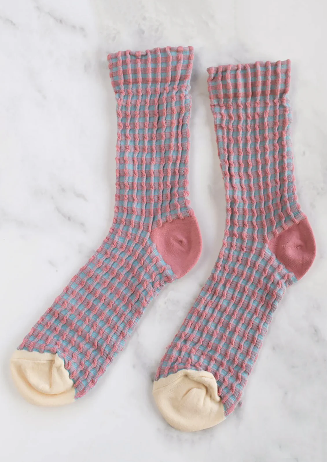 Textured Gingham Socks - Image 4