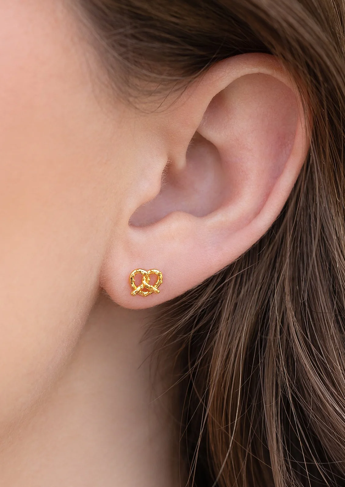 Tiny Pretzel Stud Earrings - Image 2