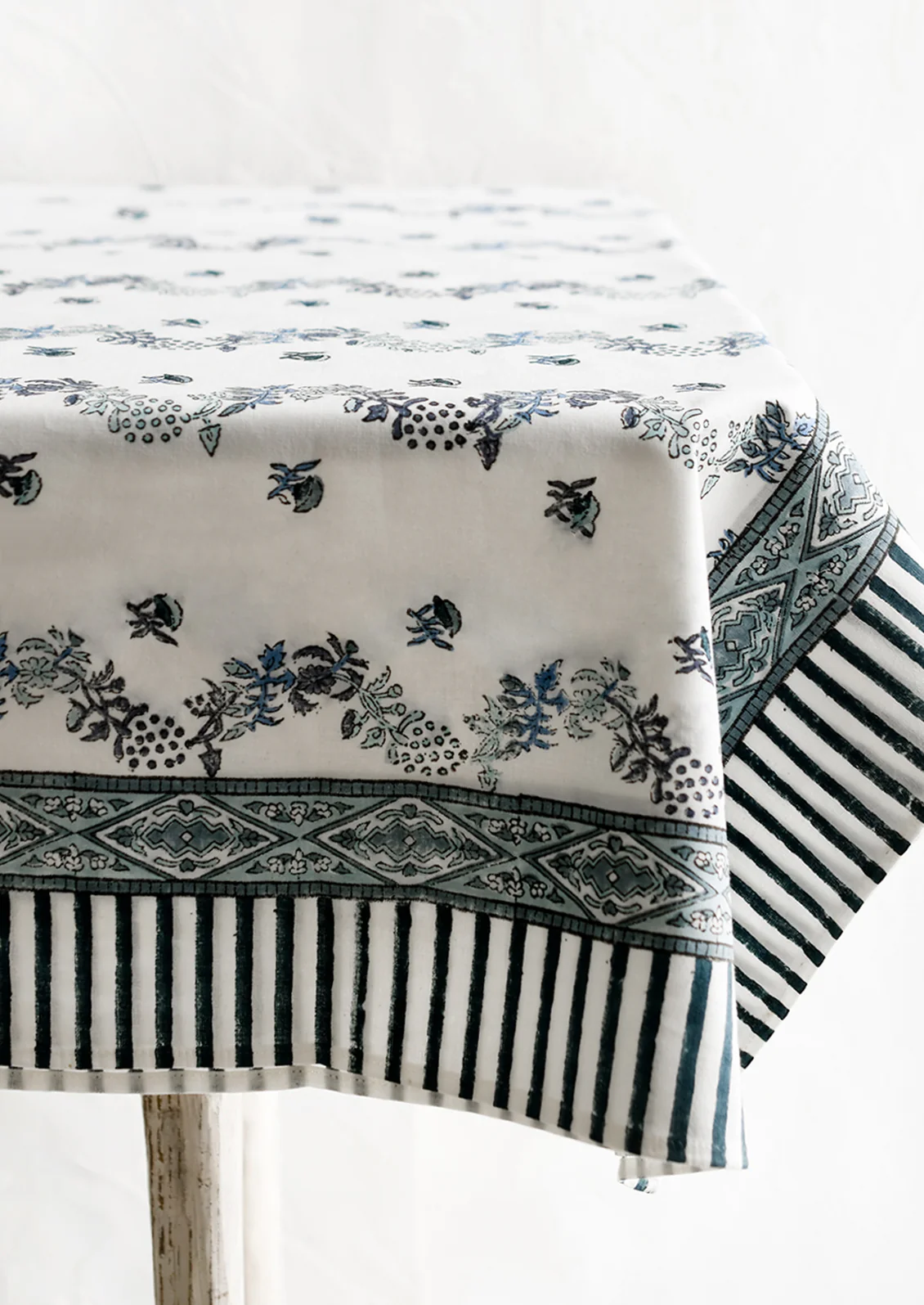 Trellis Floral Block Print Tablecloth - Image 2