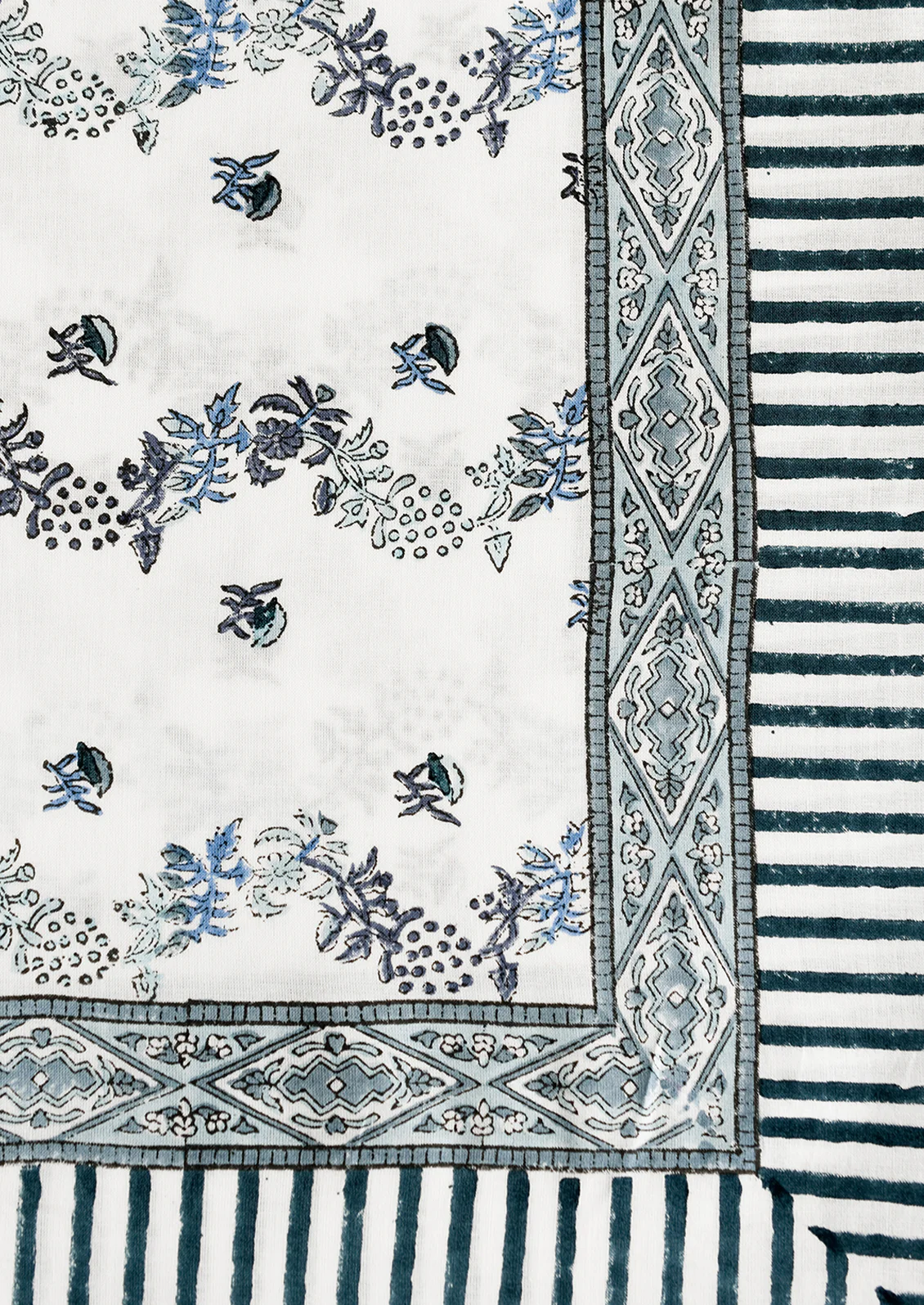 Trellis Floral Block Print Tablecloth - Image 3
