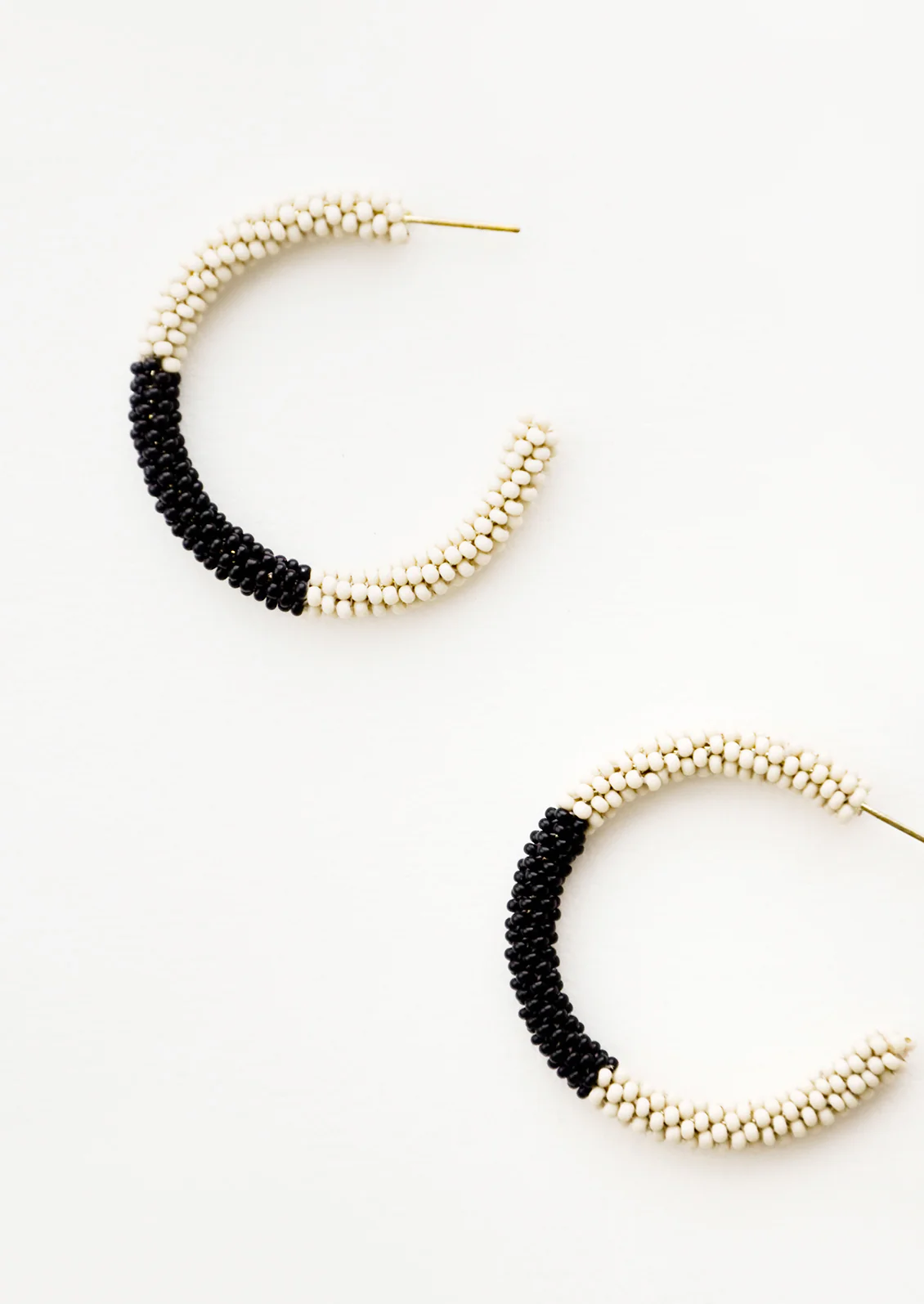 Two-Tone Beaded Hoop Earrings - Image 4