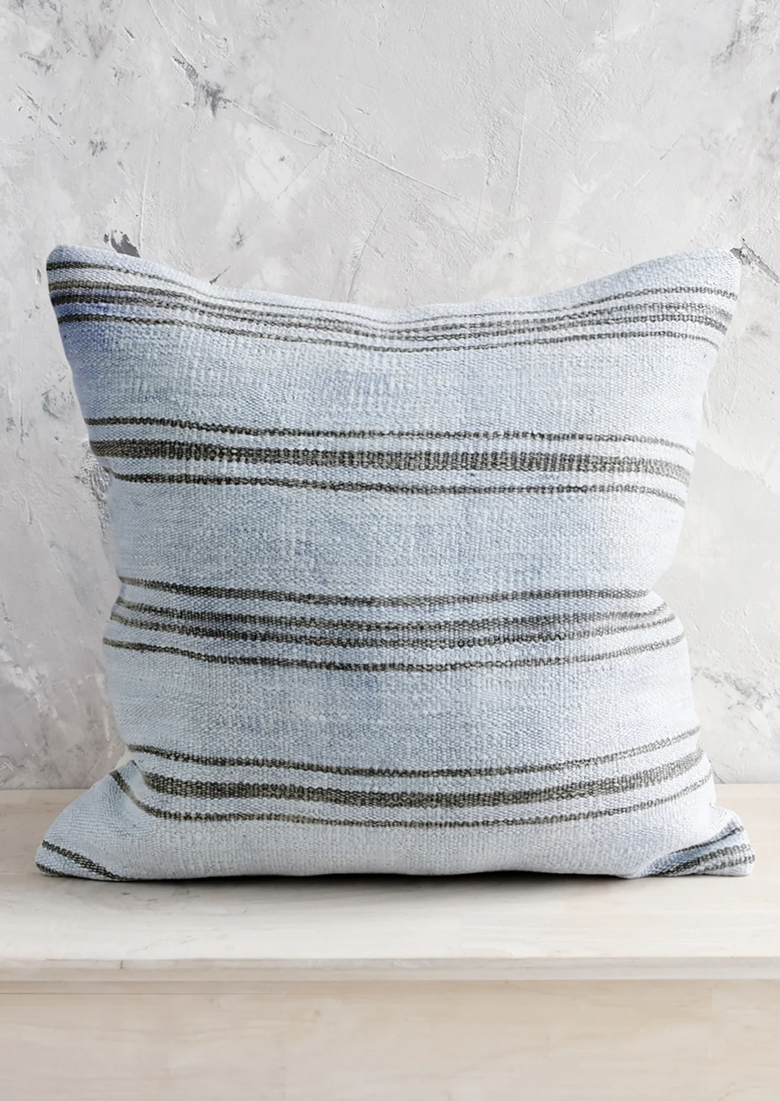Vintage Hemp Pillow in Faded Indigo Stripe