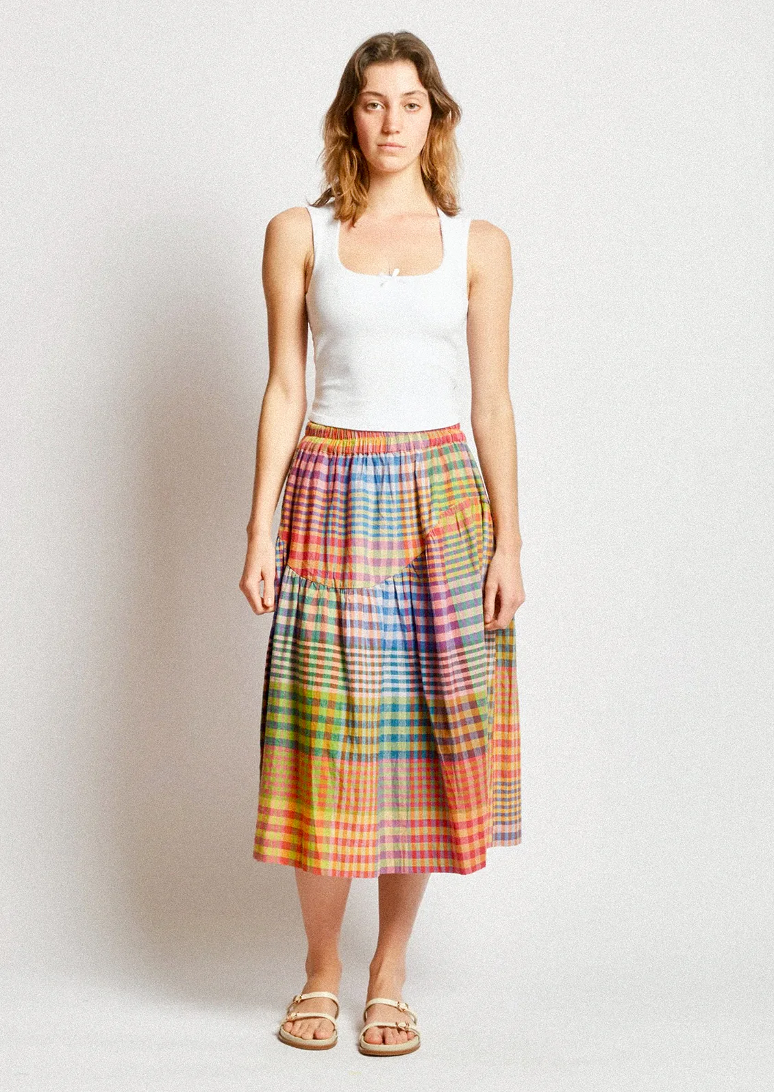 Wave Skirt in Postcard Chex - Image 4