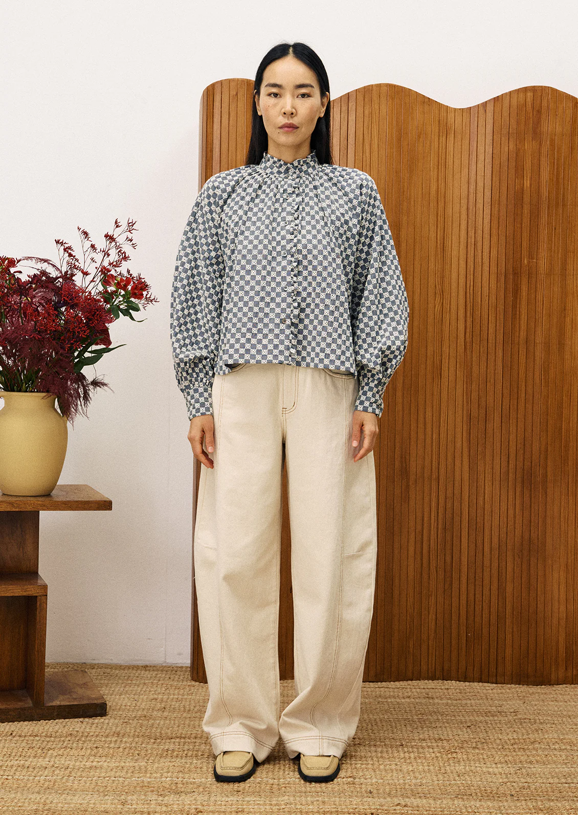 Quinn Embroidered Check Blouse - Image 2