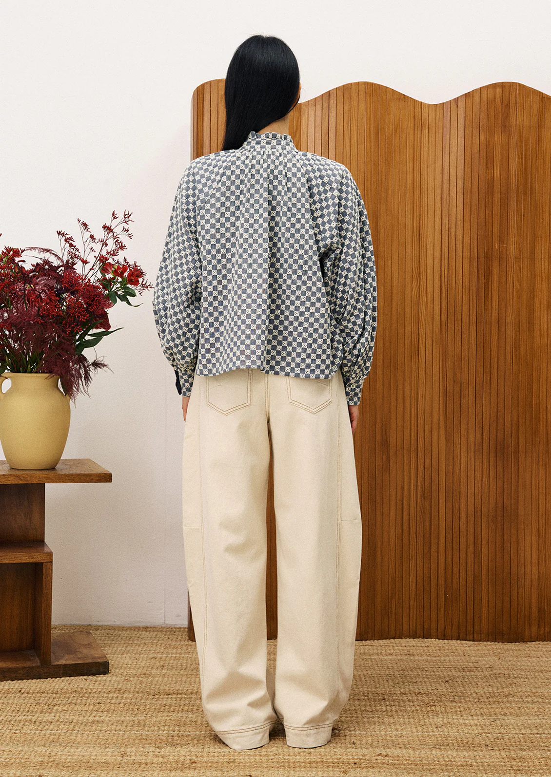 Quinn Embroidered Check Blouse - Image 3
