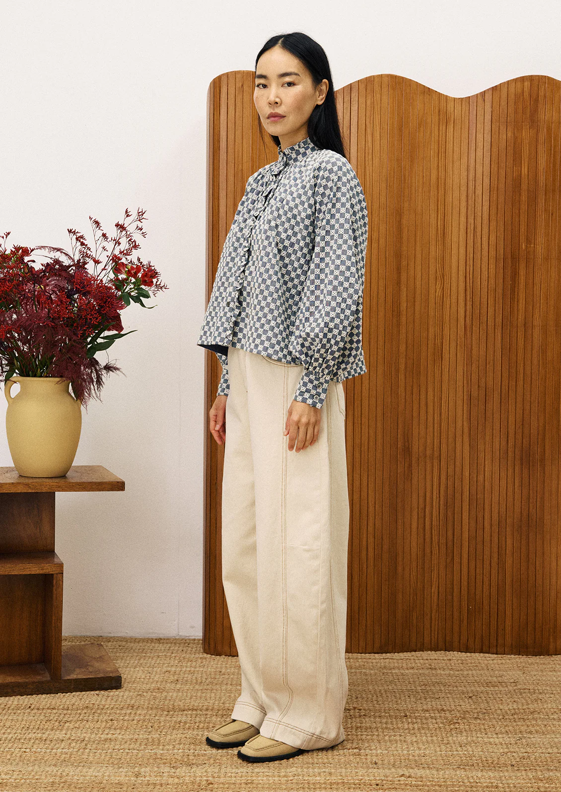 Quinn Embroidered Check Blouse - Image 4