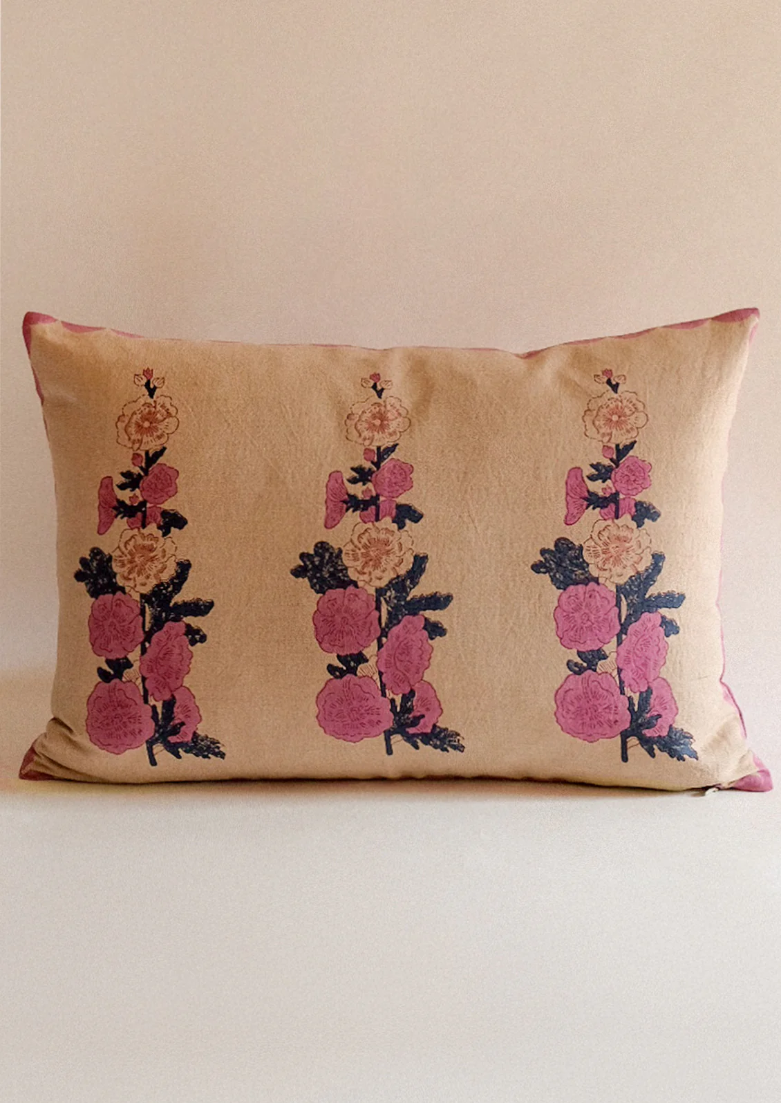 Hollyhock Block Print Pillow
